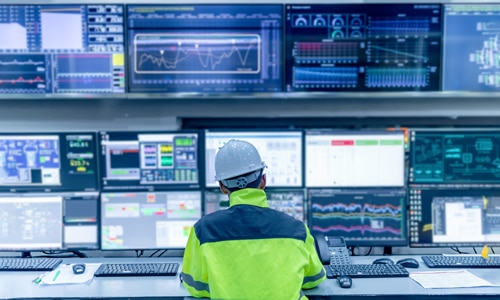 operator sitting at control desk