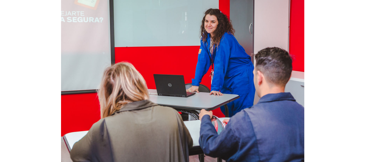 Women in blue outfit