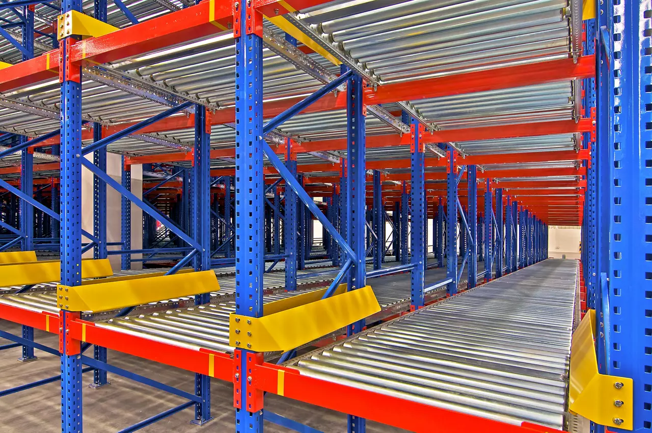 Warehouse storage, metal shelving