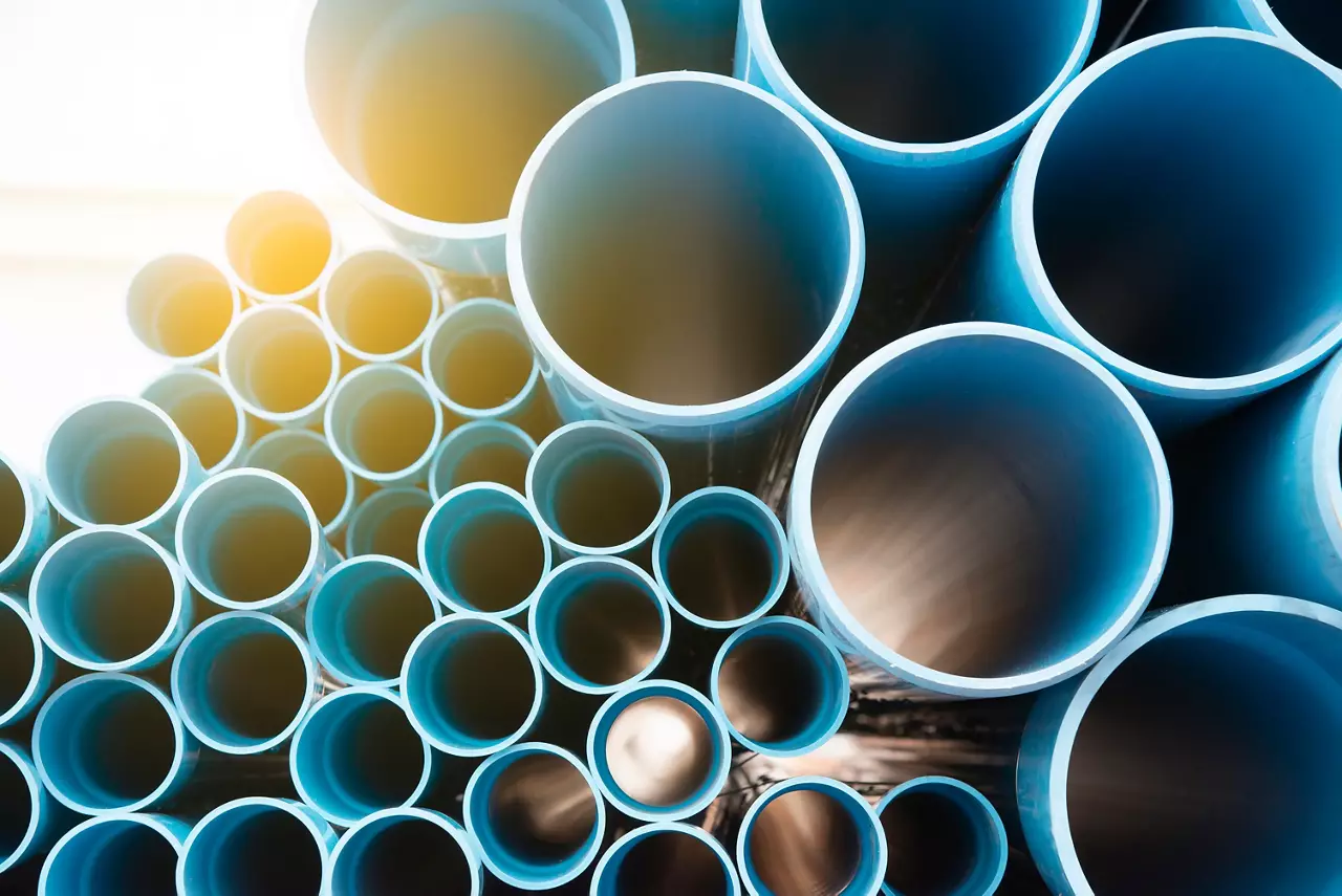 Blue plastic PVC water pipe