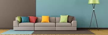 Modern lounge with colorful sofa