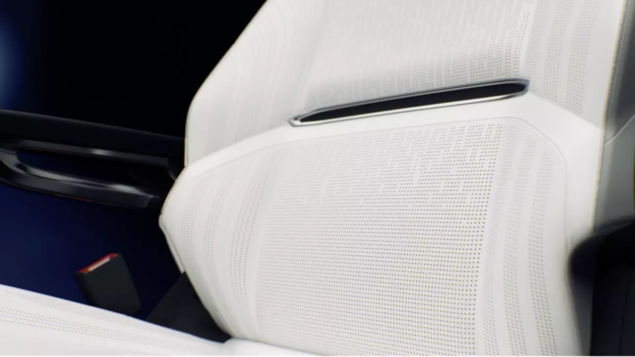 Closeup of car seat with LuxSense™ silicone leather