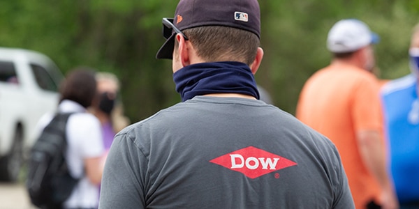 Man with Dow shirt on