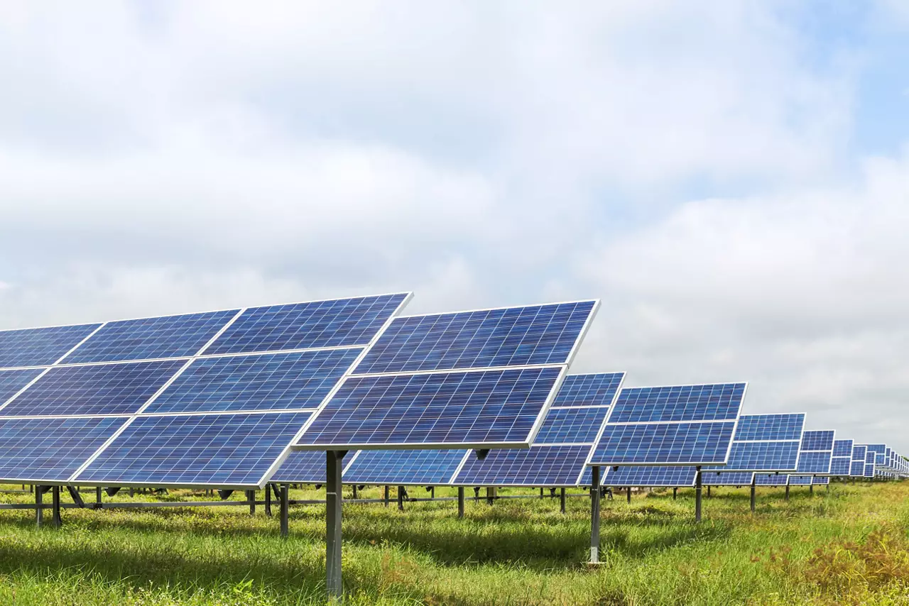 solar panels photovoltaics in solar farm